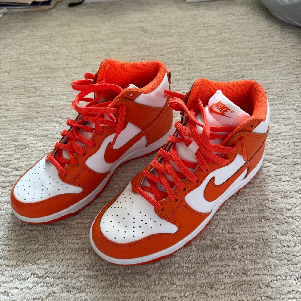 Nike Orange and White High-Top Sneakers